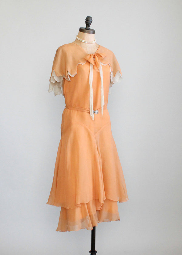 Flapper Dress Peach Fit And Flare Dress Peach Great Gatsby Chiffon Dress With Drape And Bow Flapper Dress Peach Fit And Flare Dress Peach Great Gatsby Chiffon Dress With Drape And Bow