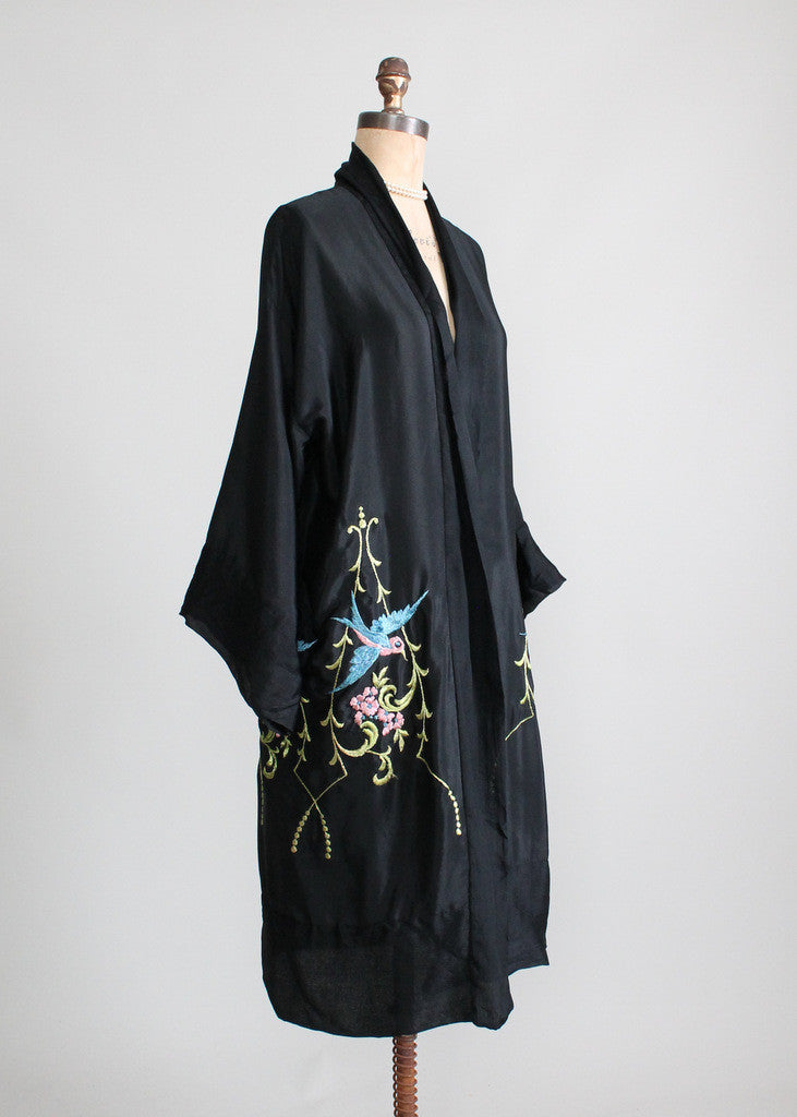Vintage 1920s Silk Embroidered Kimono Robe