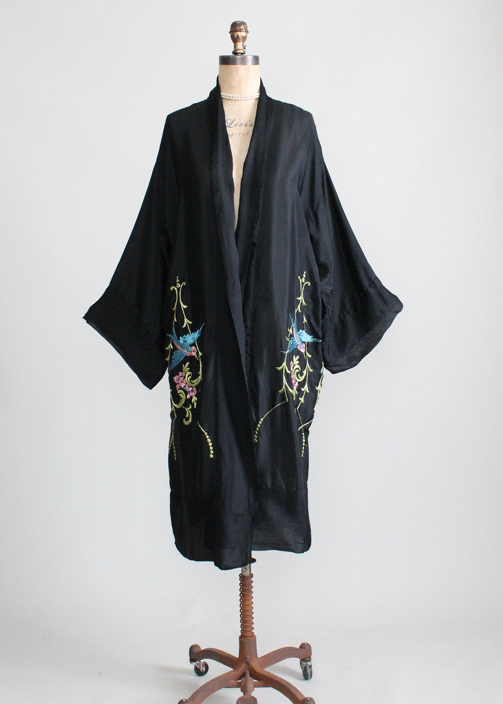 Vintage 1920s Silk Embroidered Kimono Robe