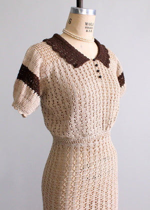 Vintage 1930s Crochet Knit Dress