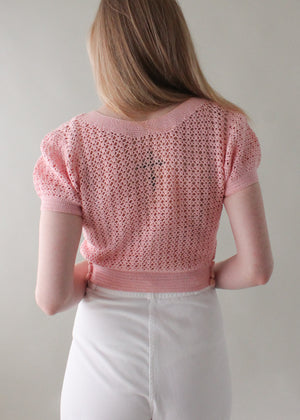 Vintage 1930s Pink Knit Sweater Top