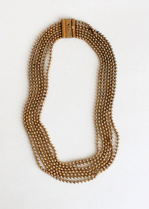 Vintage 1940s Brass Multi Strand Necklace