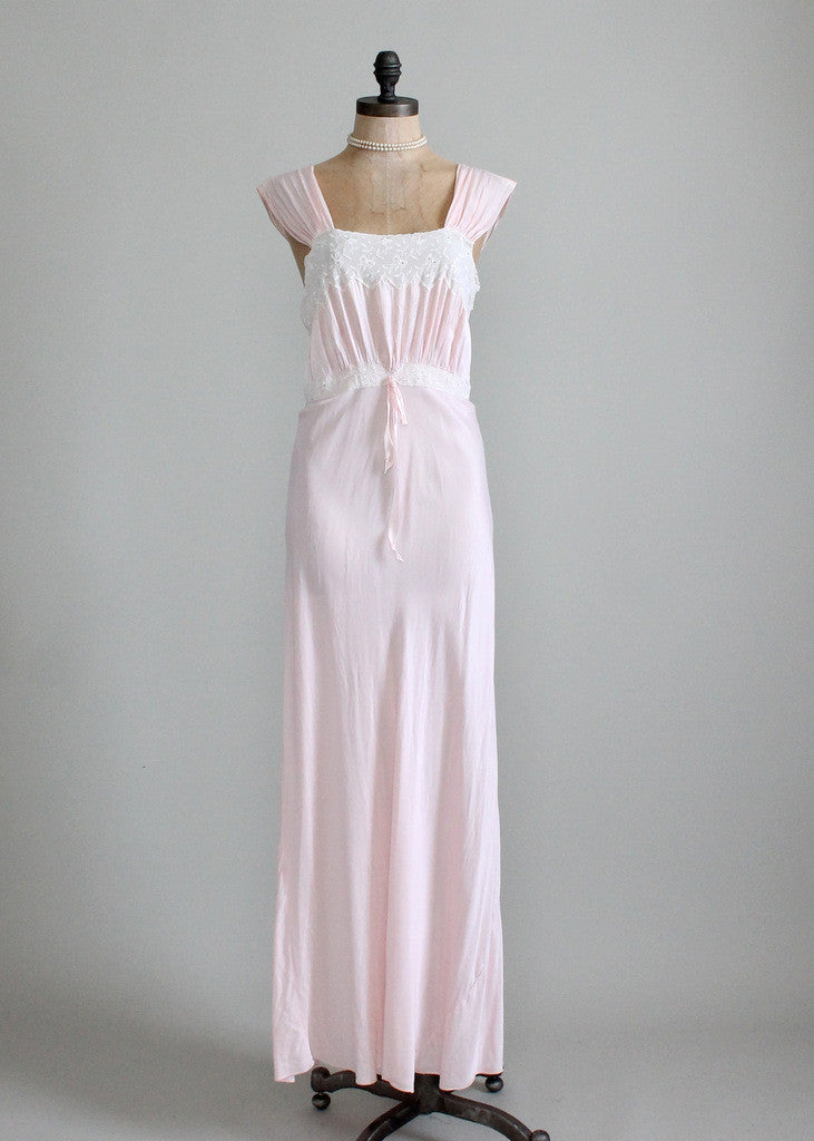 Vintage 1940s pink rayon nightgown