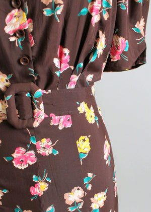 Vintage 1940s Deadstock Floral Rayon Day Dress