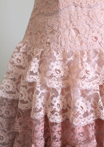 Vintage 1950s Full Skirt Lace Prom Dress