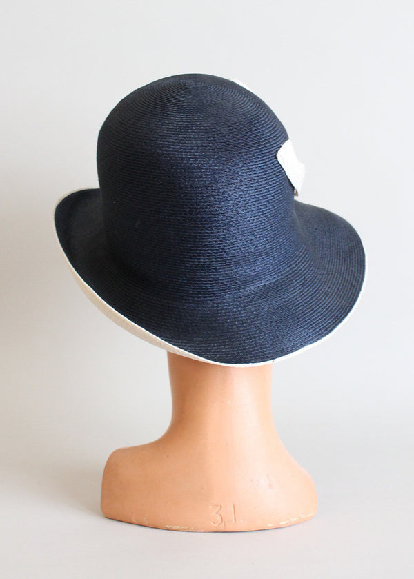 Vintage 1960s Navy White John MOD Cloche Hat Raleigh Vintage