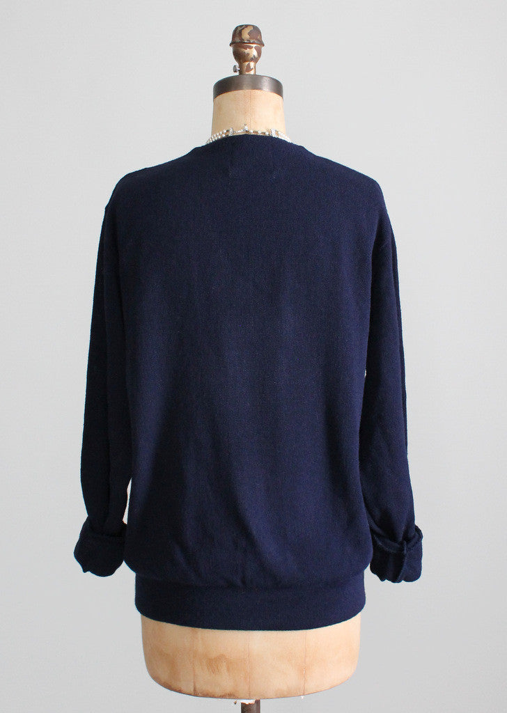 Vintage 1960s Navy Boyfriend Cardigan