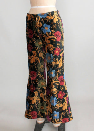 Vintage 1960s Floral Carpet Bell Bottom Pants