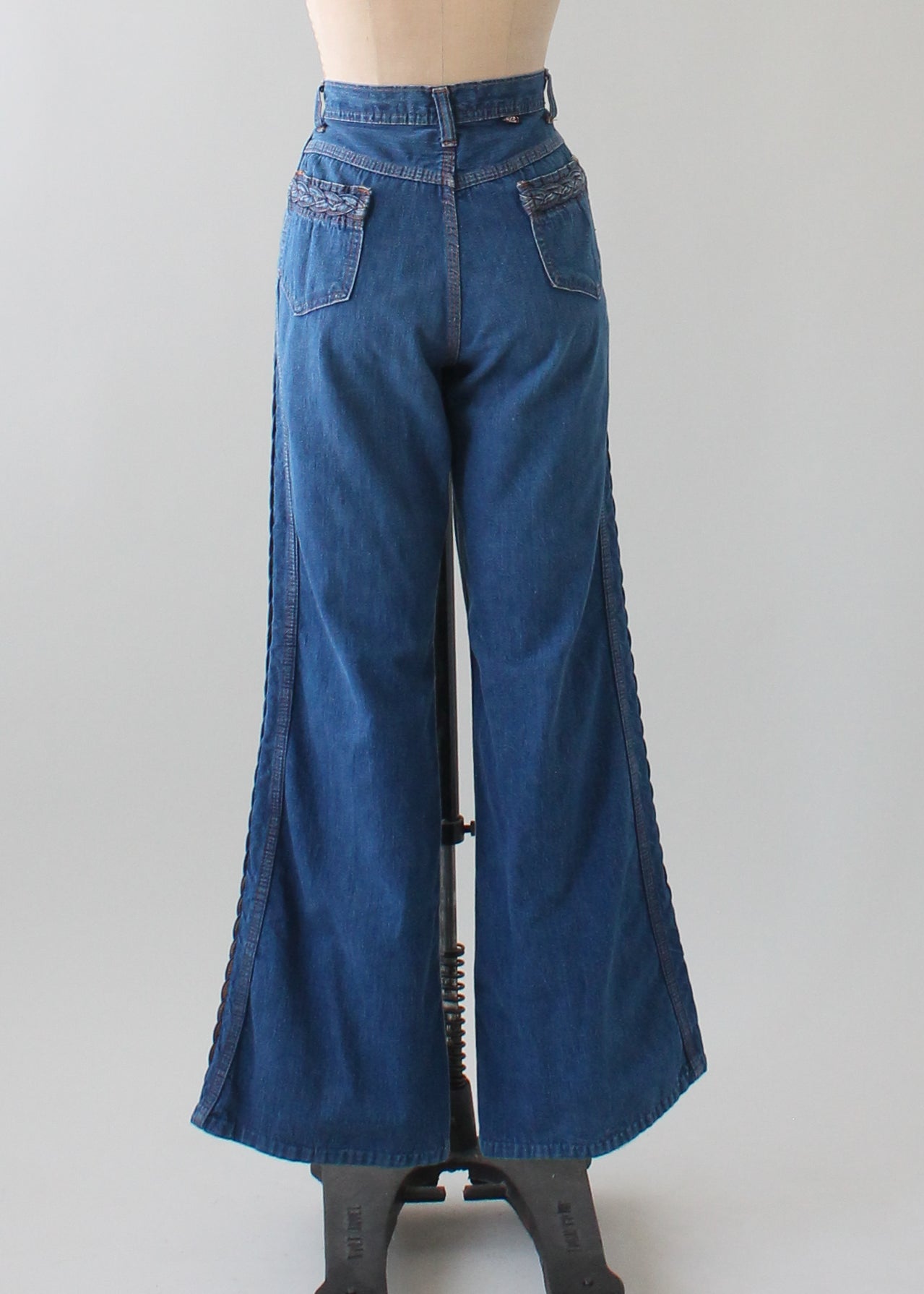 Vintage 1970s Red Snap Bell Bottom Jeans