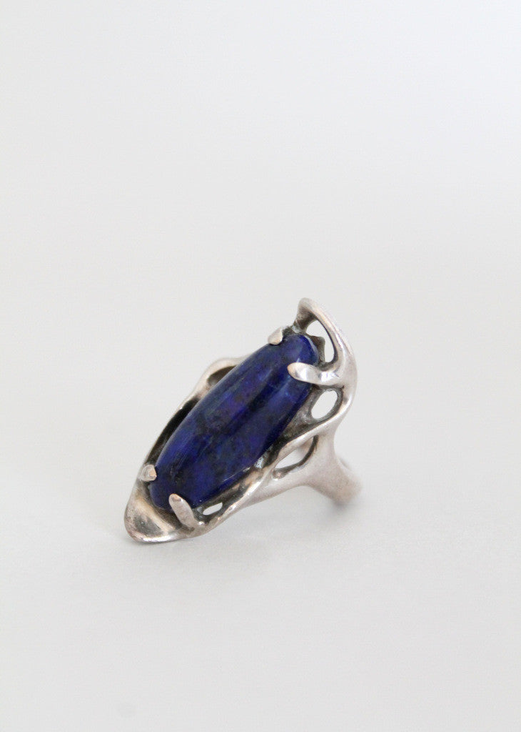 Vintage Restless Waves Silver and Lapis Ring