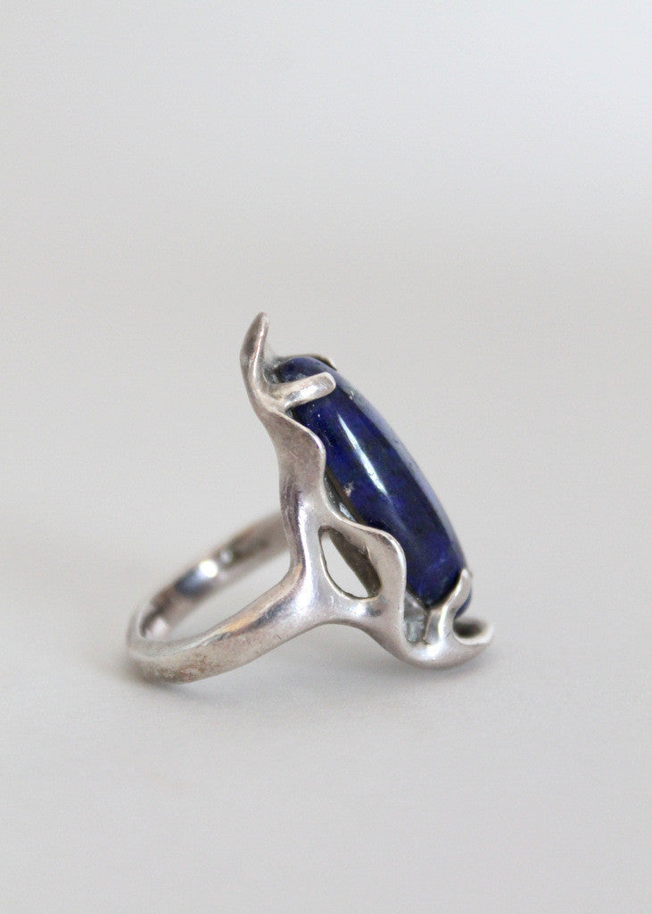 Vintage Restless Waves Silver and Lapis Ring