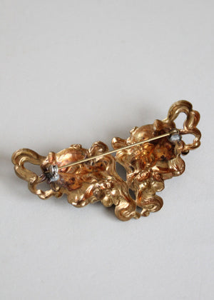 Vintage Art Nouveau Brass Brooch