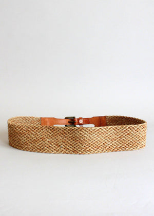 Vintage Leather and Cotton Wide Cinch Belt