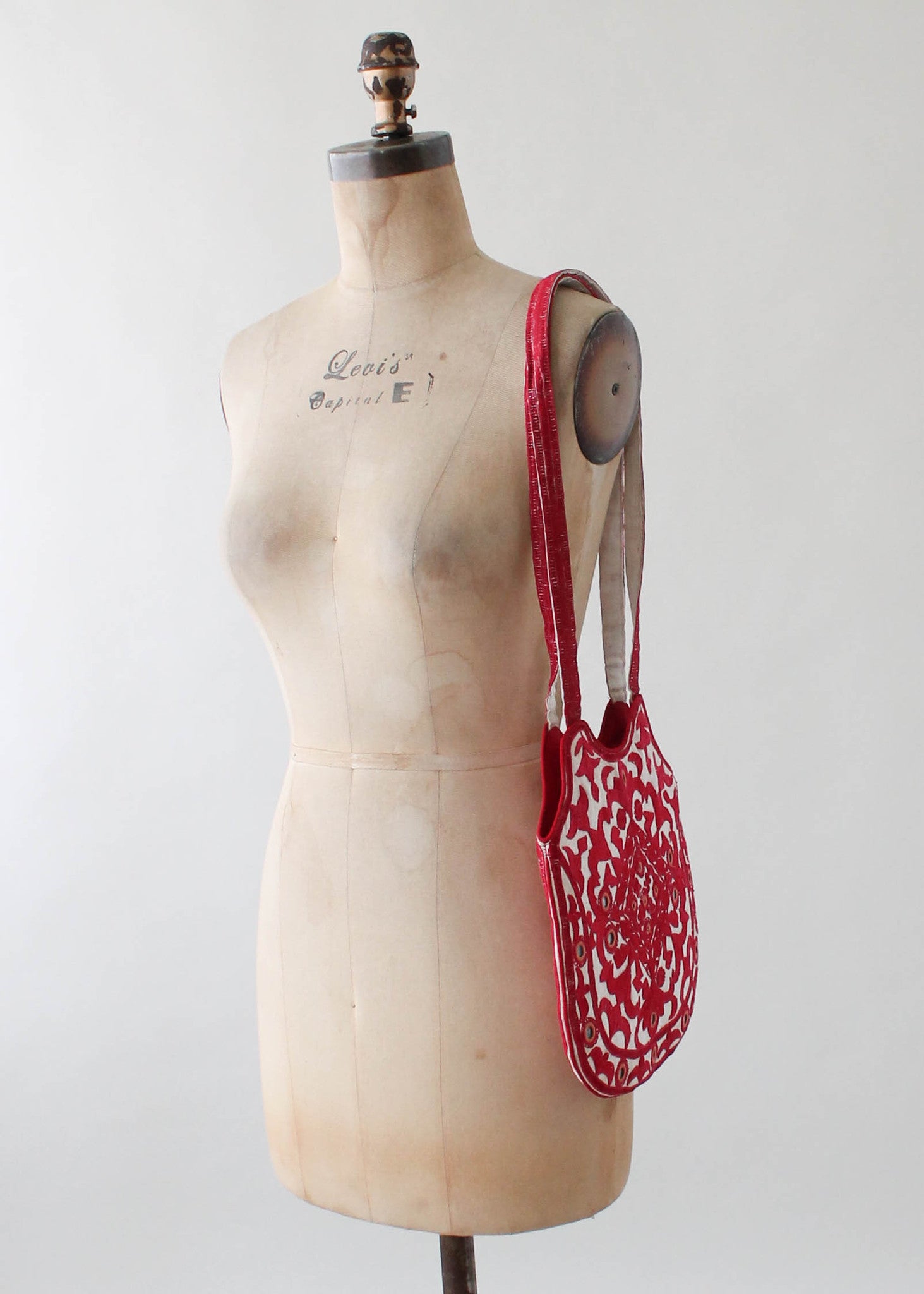 Vintage Indian Embroidered Purse with Mirrors