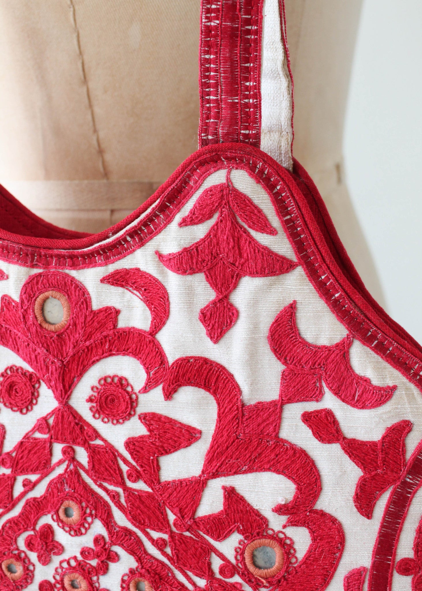 Vintage Indian Embroidered Purse with Mirrors