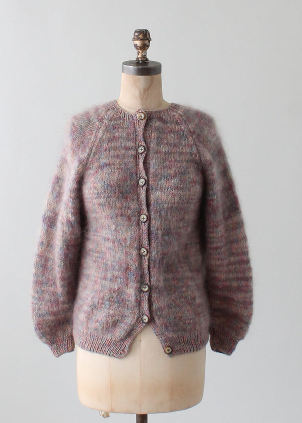 Vintage Hand Knit Muted Colors Mohair Cardigan - Raleigh Vintage