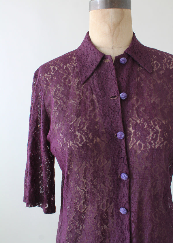 トップス vintage purple lace blouse top Vintage Purple Lace Blouse - Raleigh Vintage