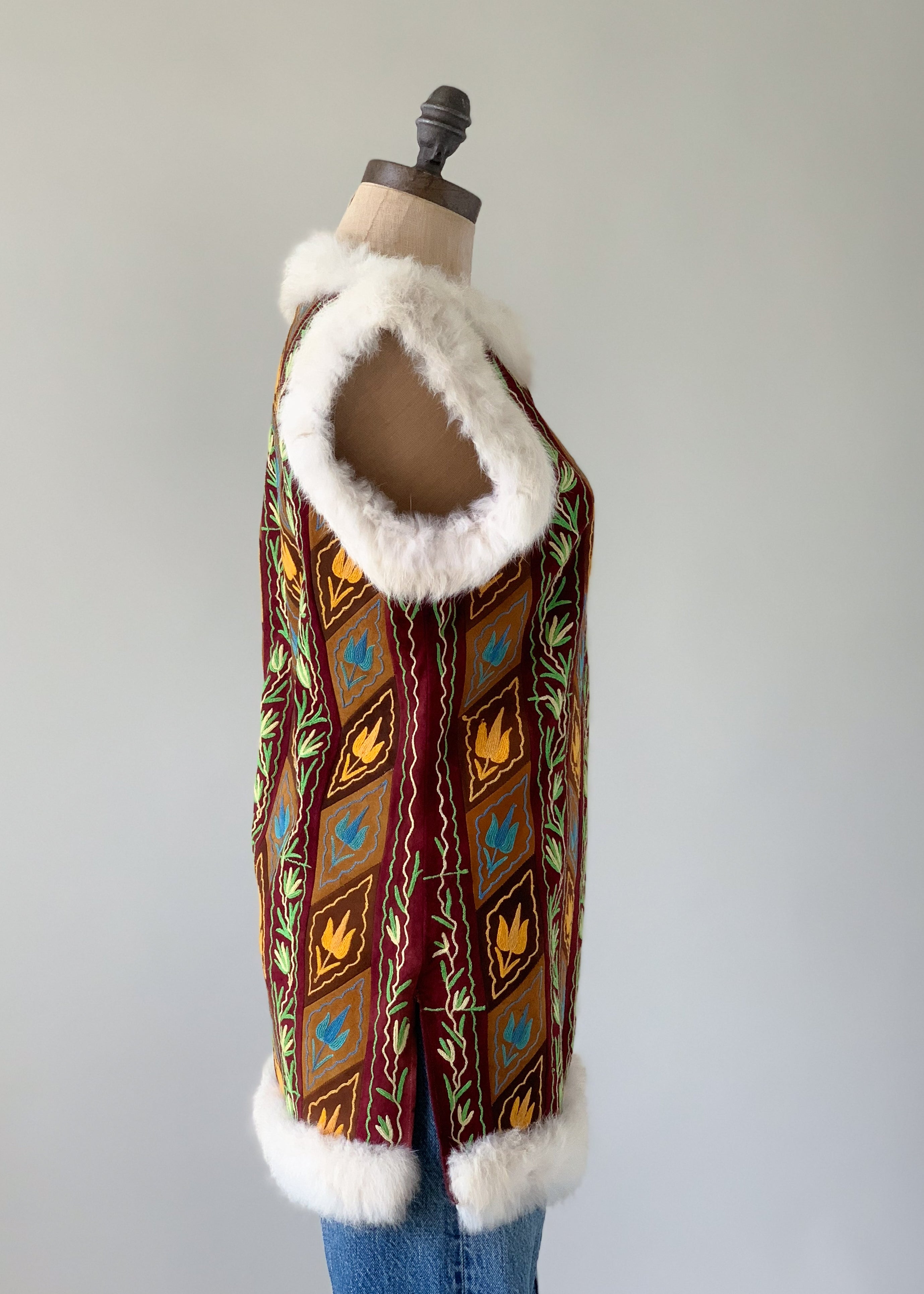 Vintage Suede and Fur Tunic Top