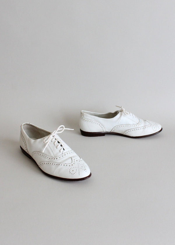 white oxford dress shoes Vintage White Wing Tip Oxfords