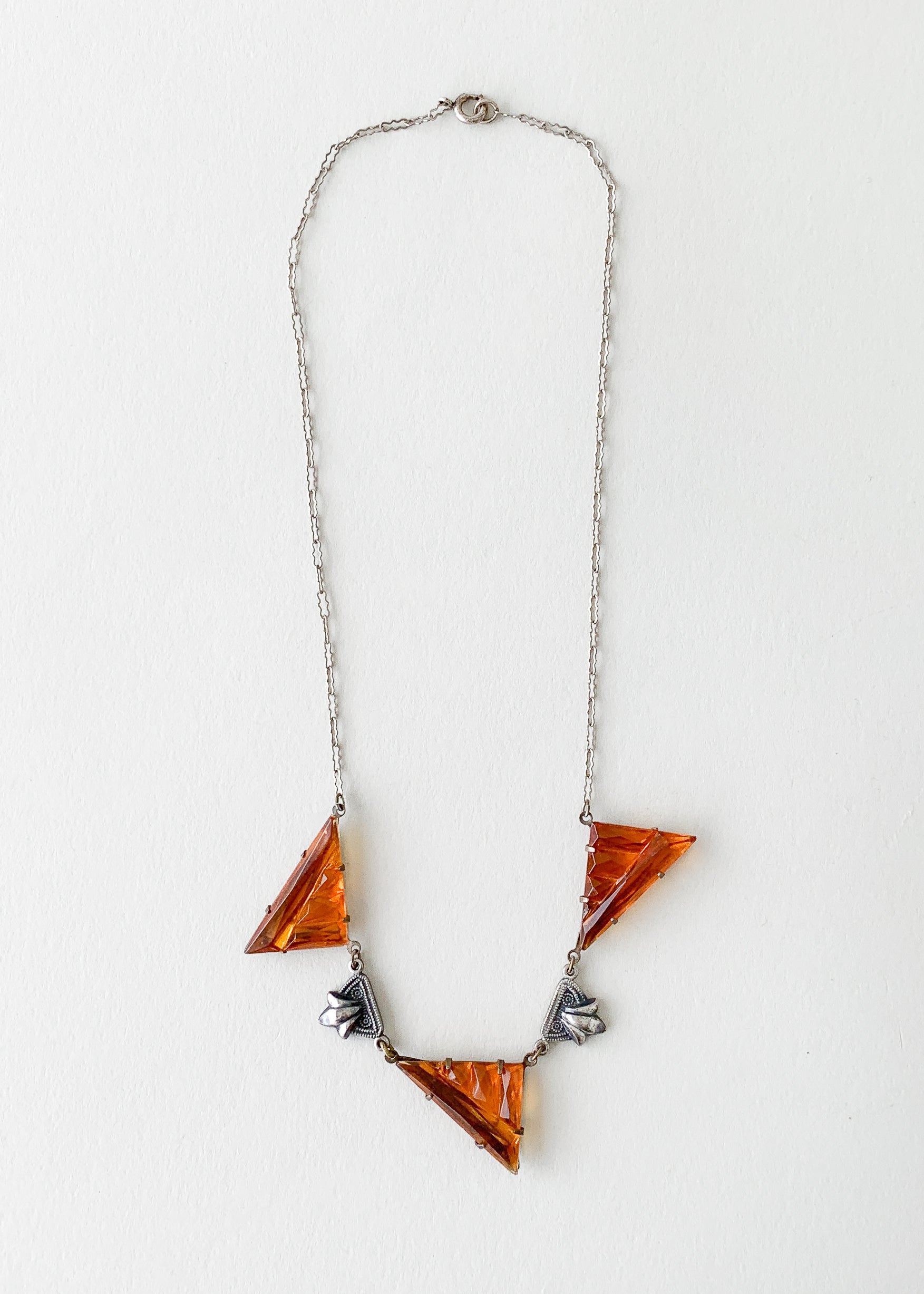 Vintage 1930s Deco Amber Glass Necklace