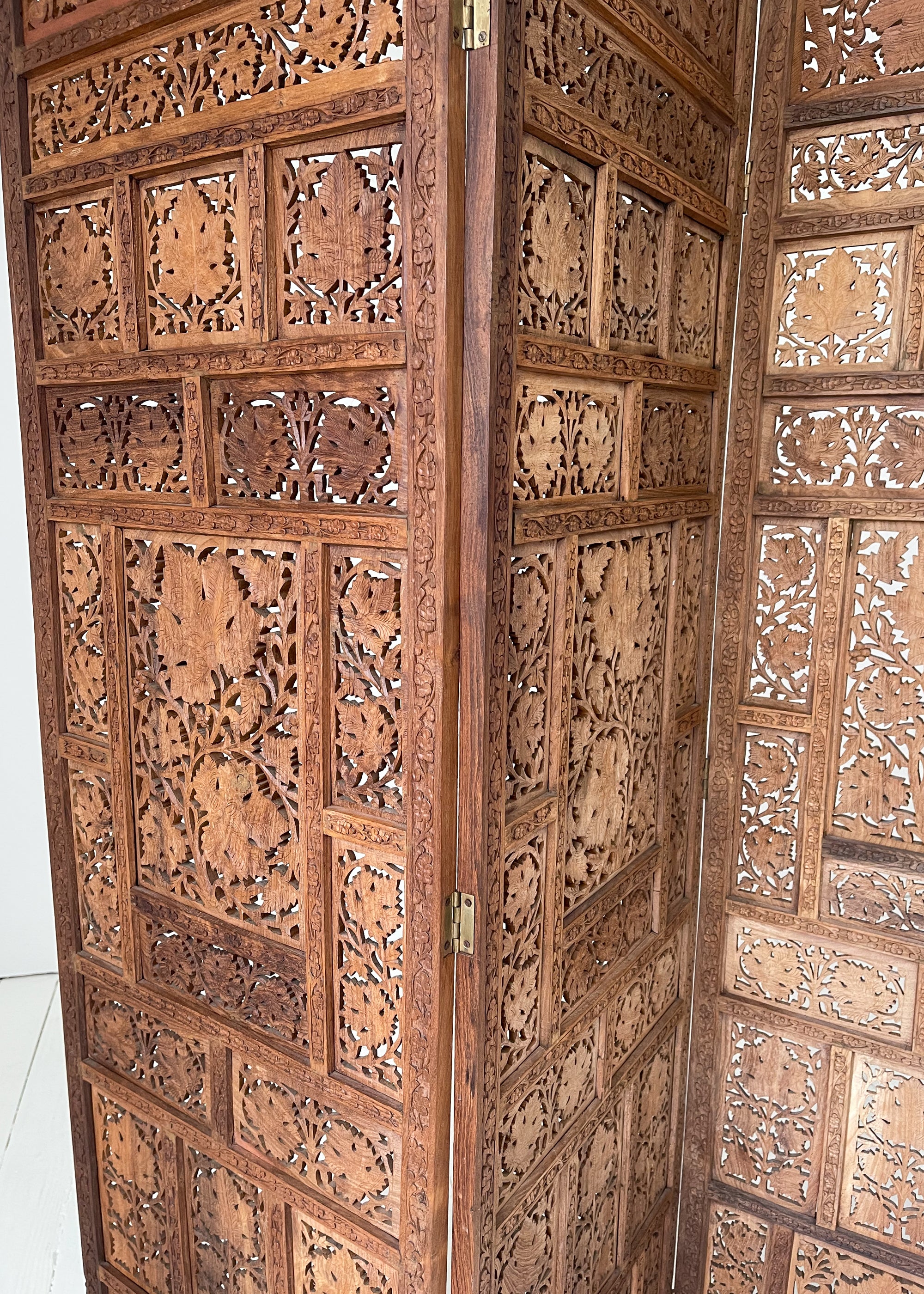 Vintage Hand-Carved Teak Screen