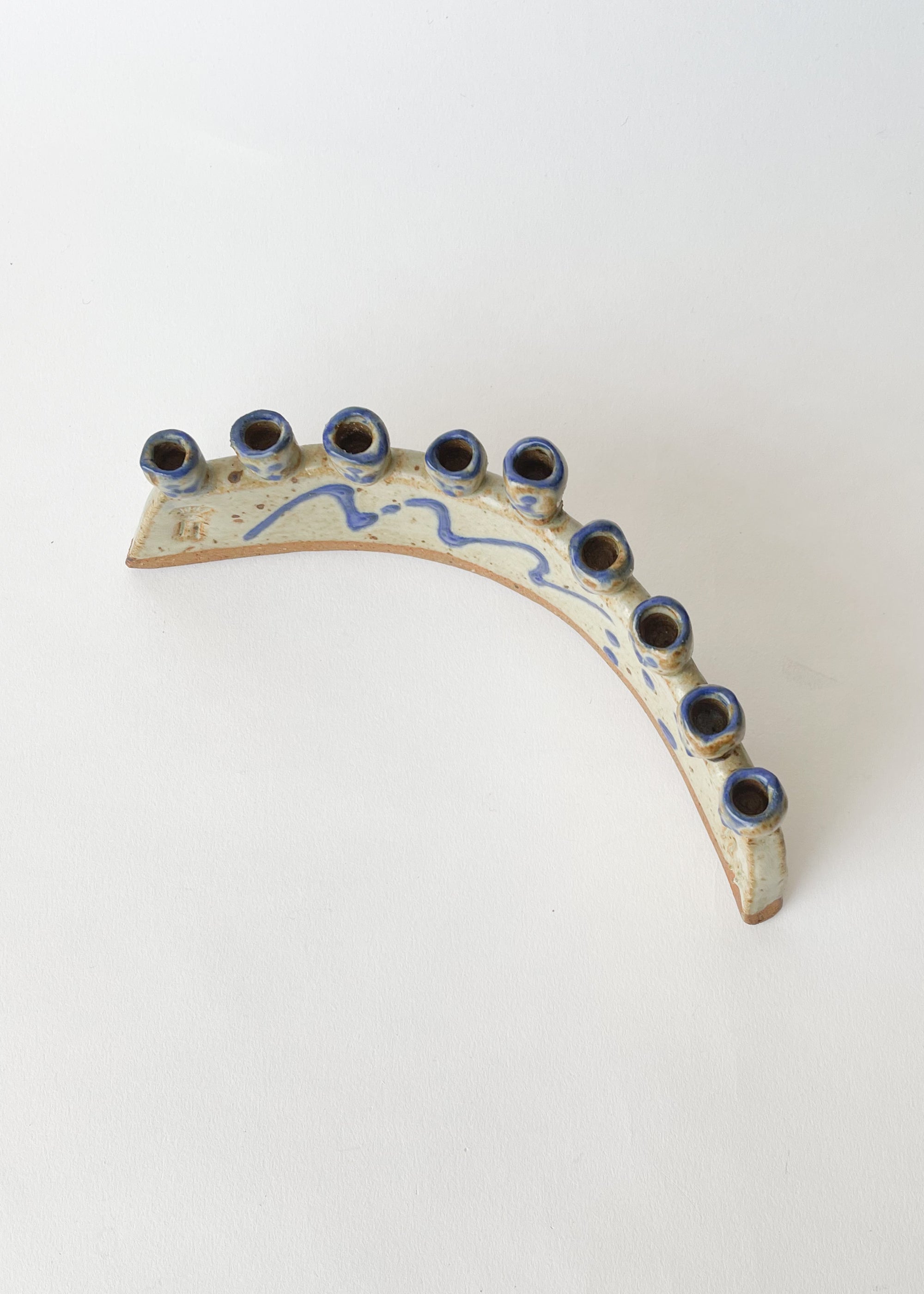 Vintage Handmade Ceramic Hannukah Menorah