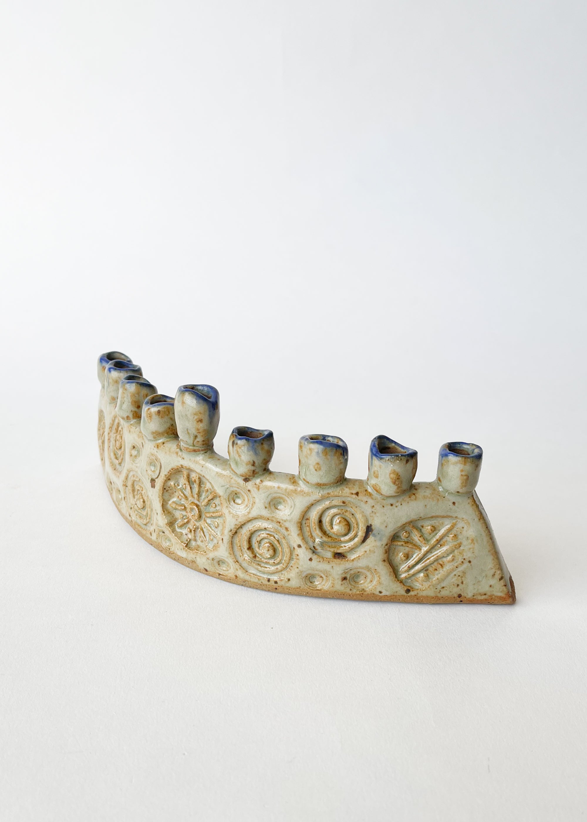 Vintage Handmade Ceramic Hannukah Menorah