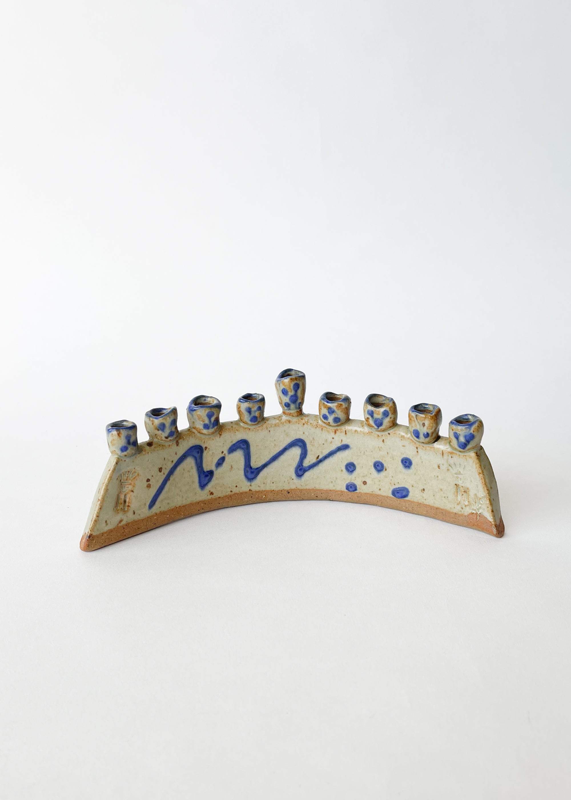 Vintage Handmade Ceramic Hannukah Menorah