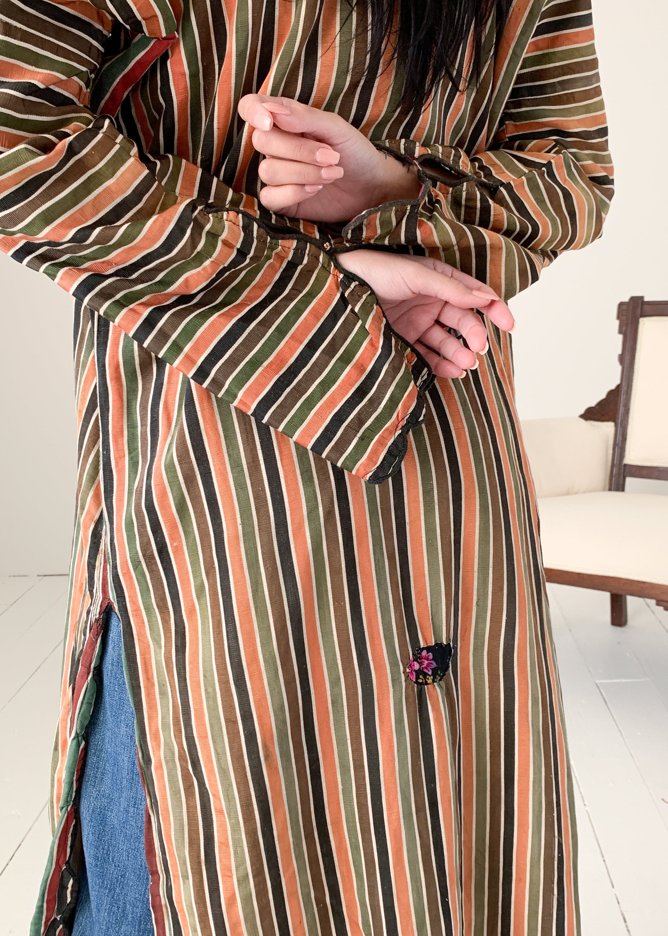 Vintage Turkmen Striped Duster Jacket