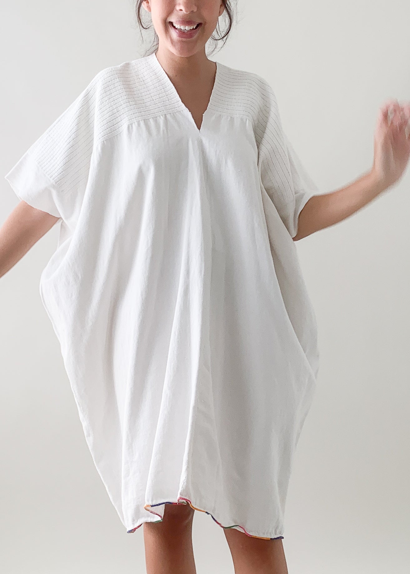 Vintage White Cotton Caftan