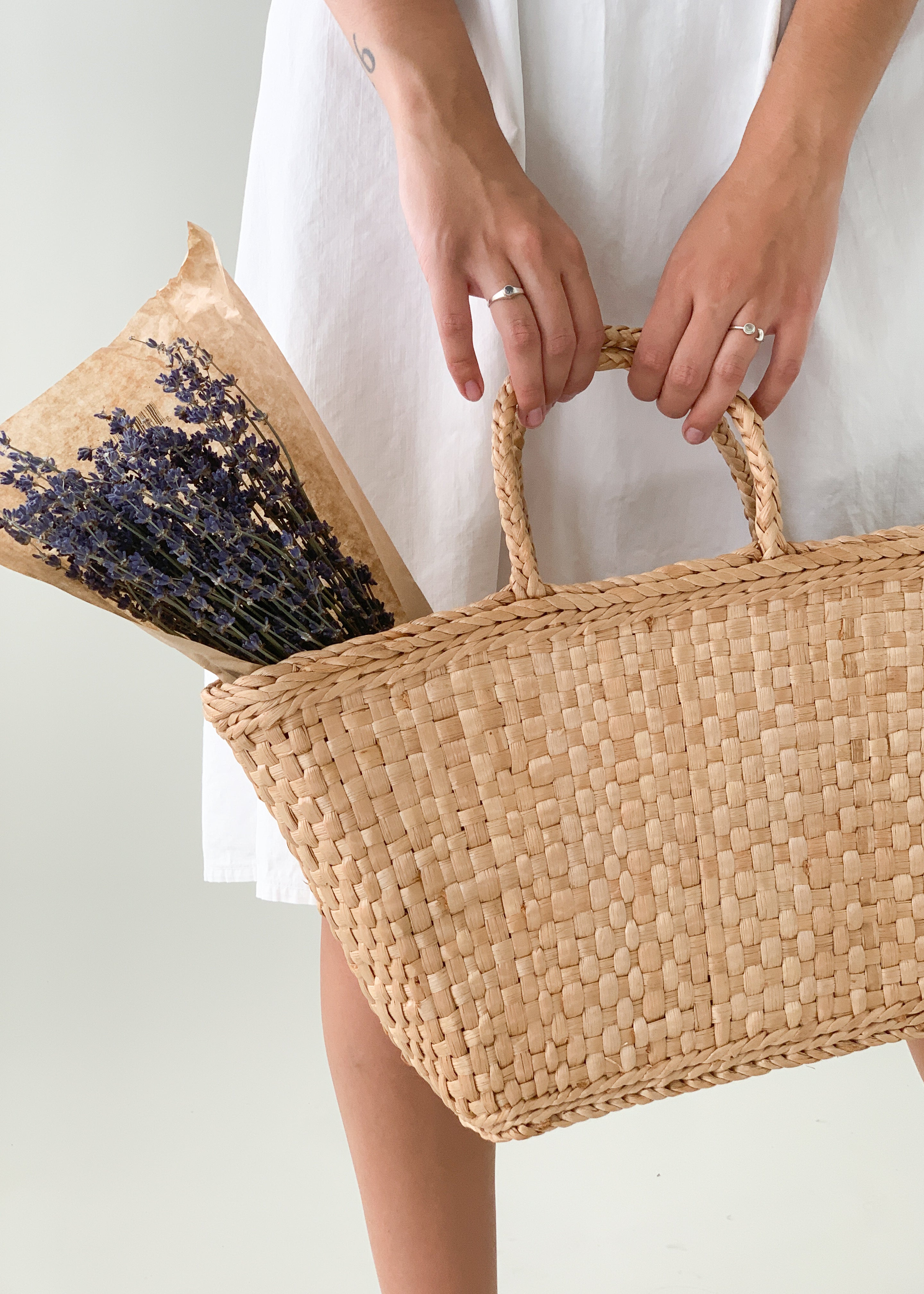 Vintage Market Wicker Tote Bag