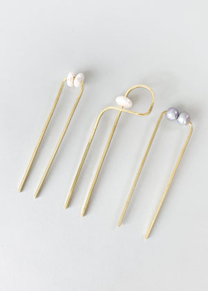 Abstract Pearl and Brass Hair Fork