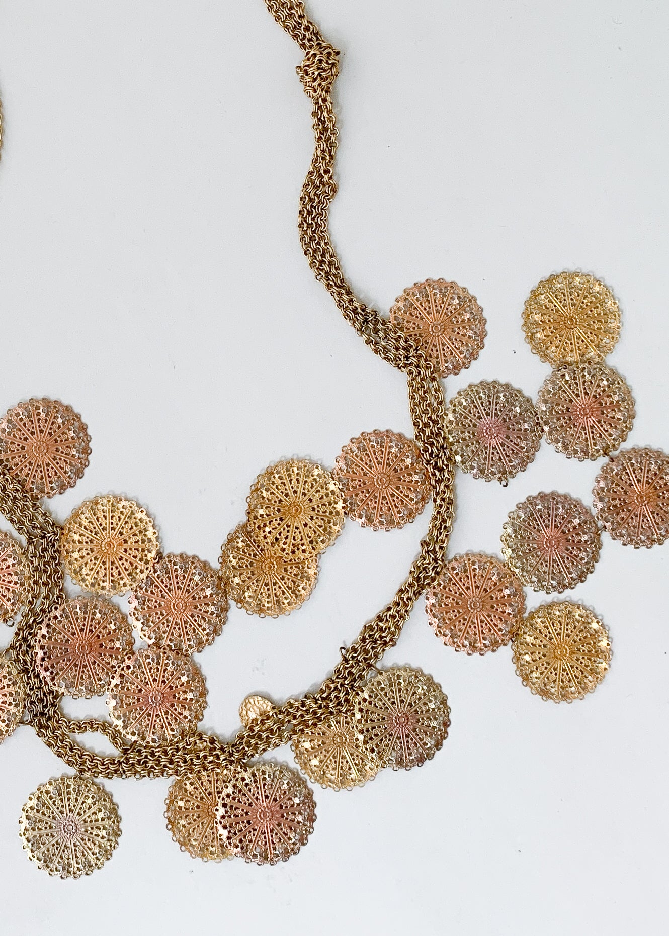 Vintage Brass Dangles Statement Necklace