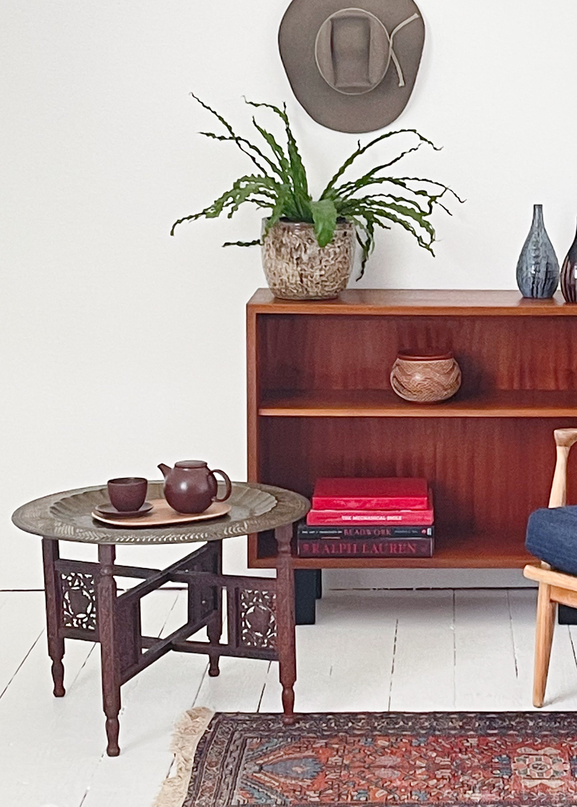 Vintage Moroccan Folding Brass Tray Table
