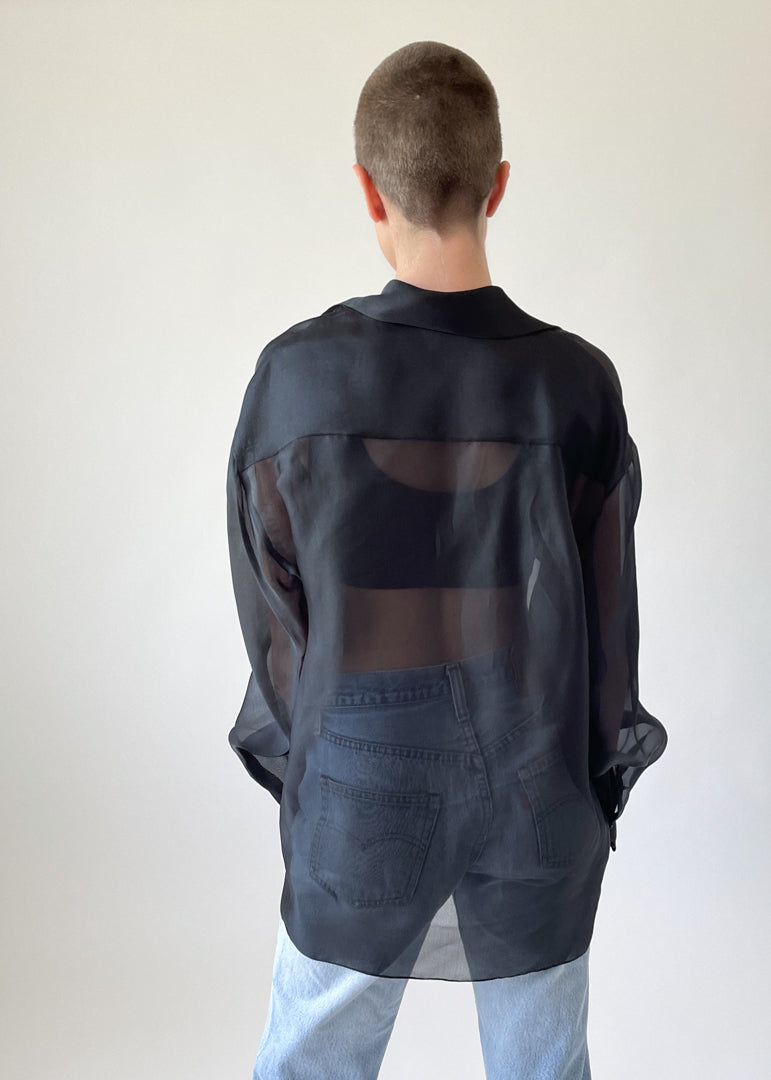 Vintage Sheer Black Oversized Shirt