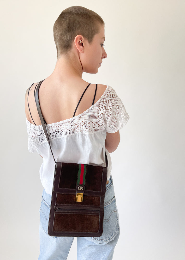 Vintage 1970s Gucci Suede Bag