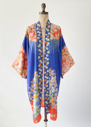Vintage 1920s Floral Rayon Robe