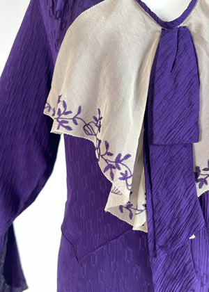 Vintage 1930s Purple Silk Dress