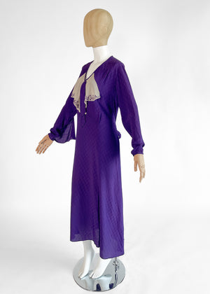 Vintage 1930s Purple Silk Dress