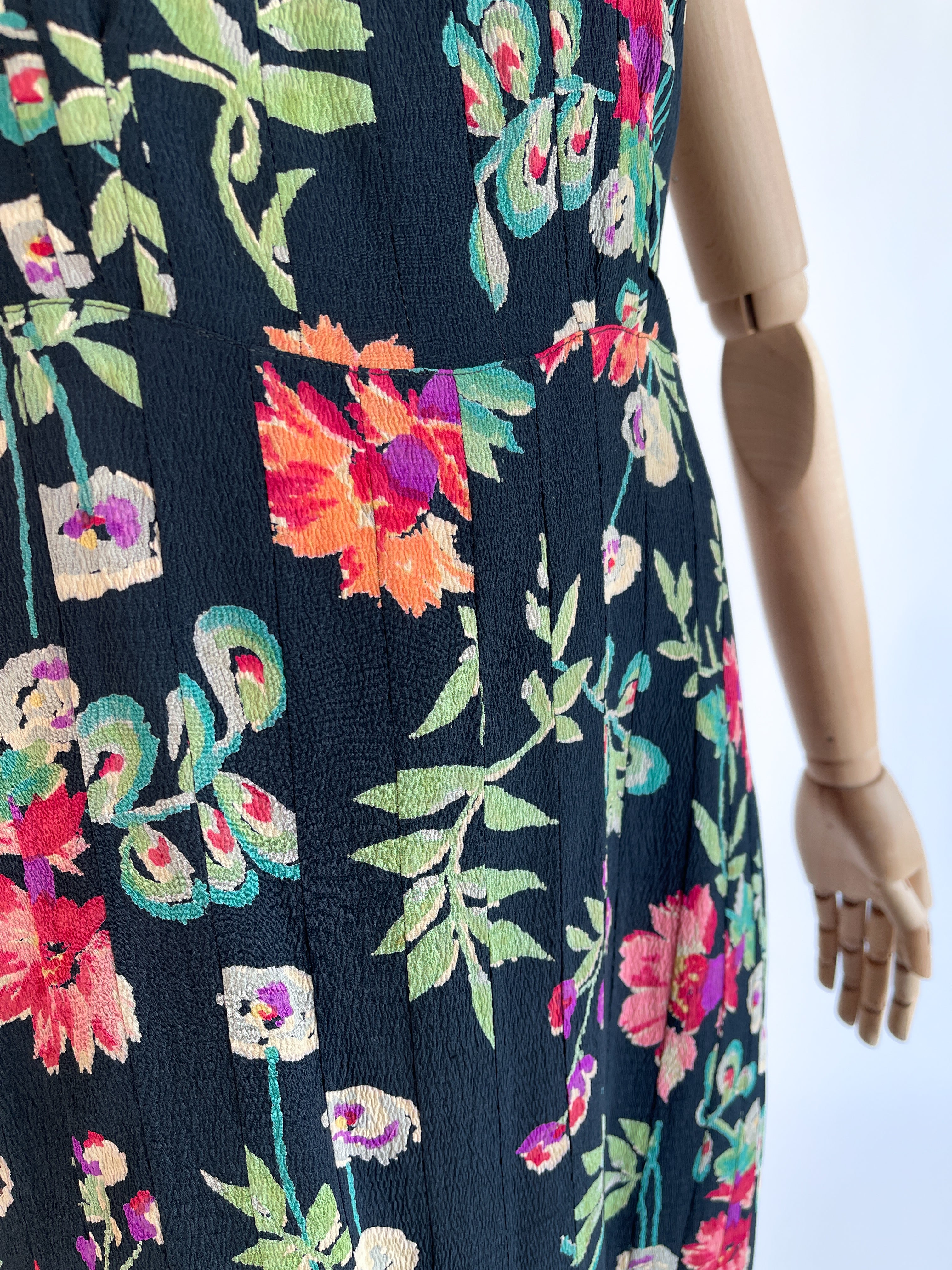 Vintage 1930s Floral Silk Dress