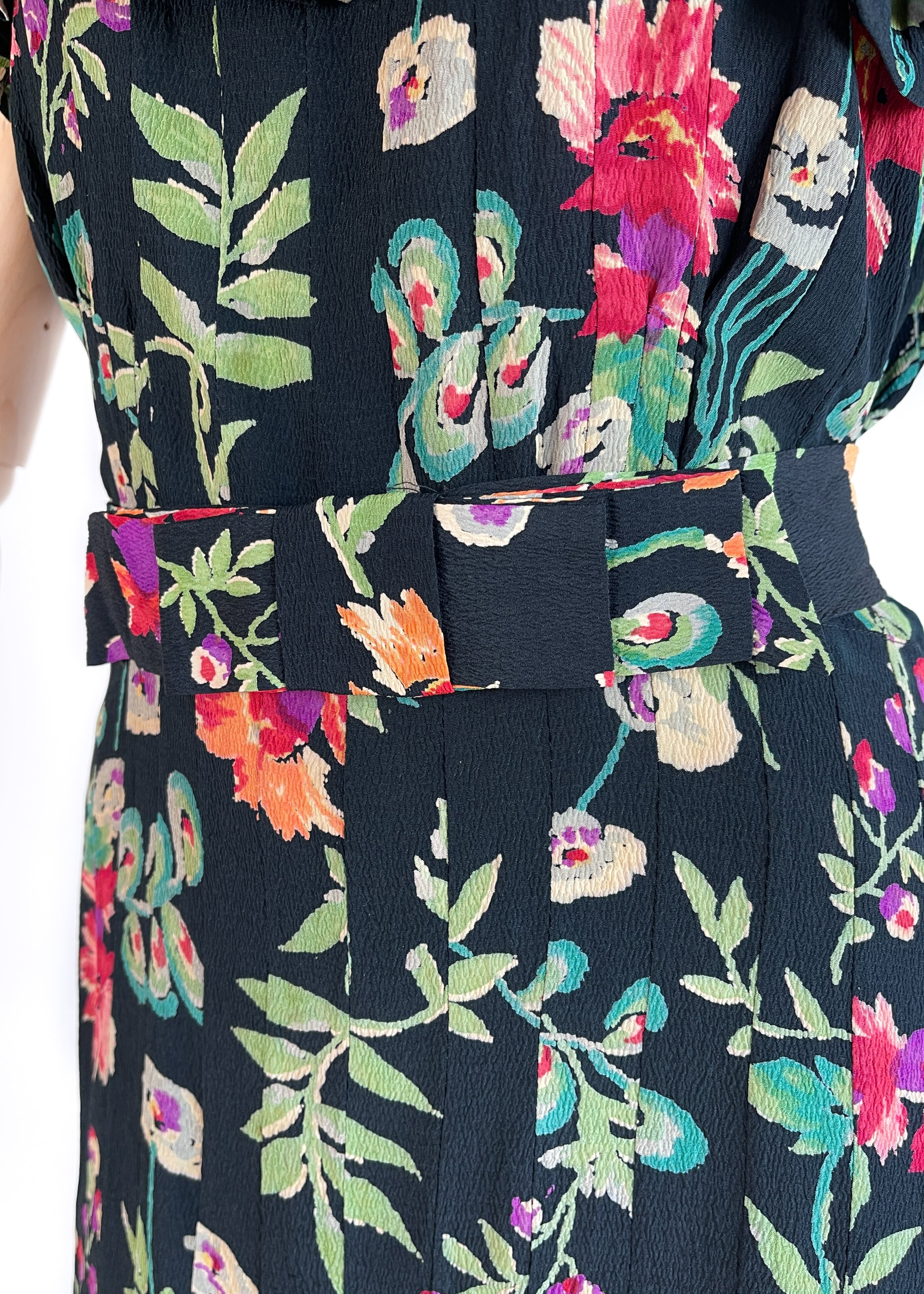 Vintage 1930s Floral Silk Dress