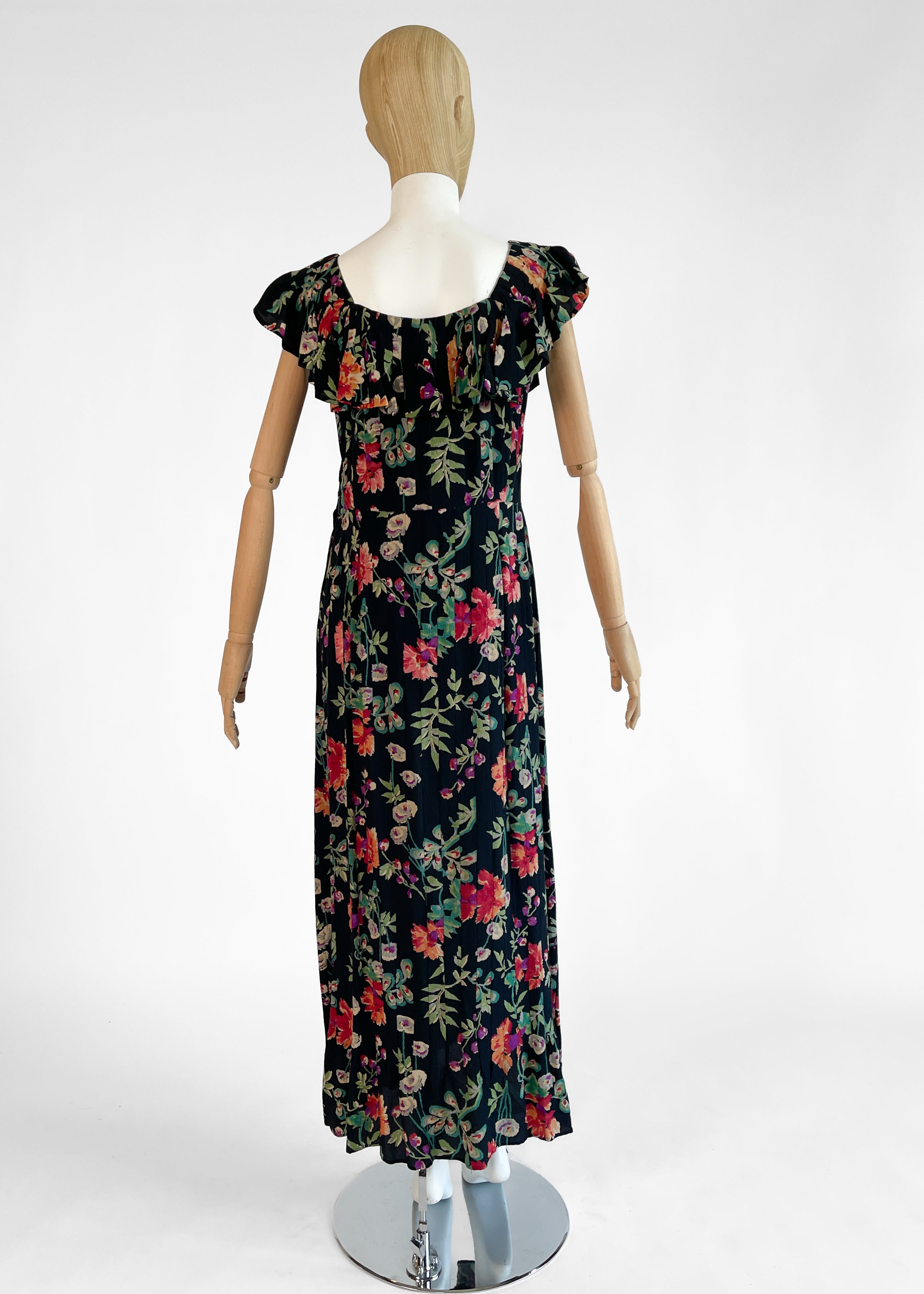 Vintage 1930s Floral Silk Dress