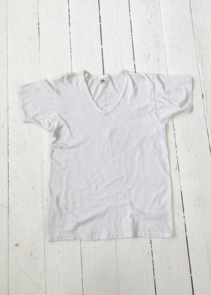 Vintage 1950s White V-Neck T-Shirt