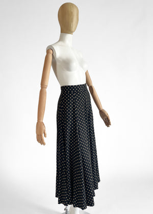 1970s BIBA Polka Dot Jersey Skirt