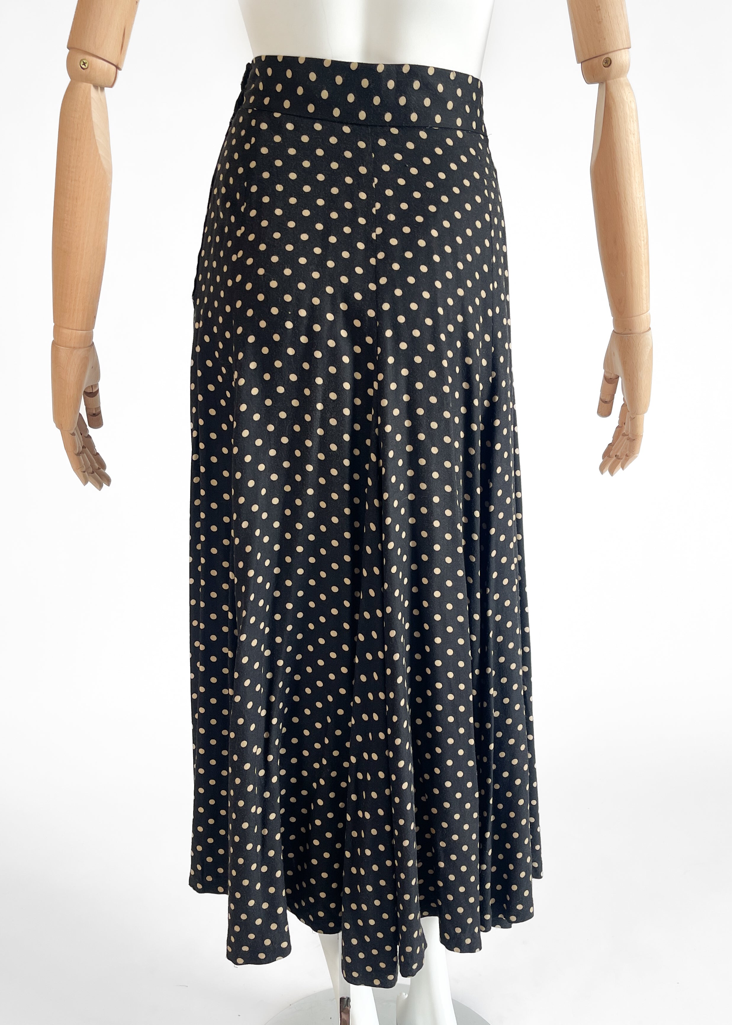 1970s BIBA Polka Dot Jersey Skirt