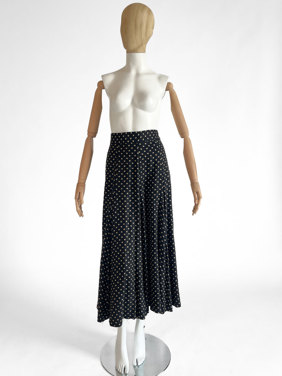 1970s BIBA Polka Dot Jersey Skirt
