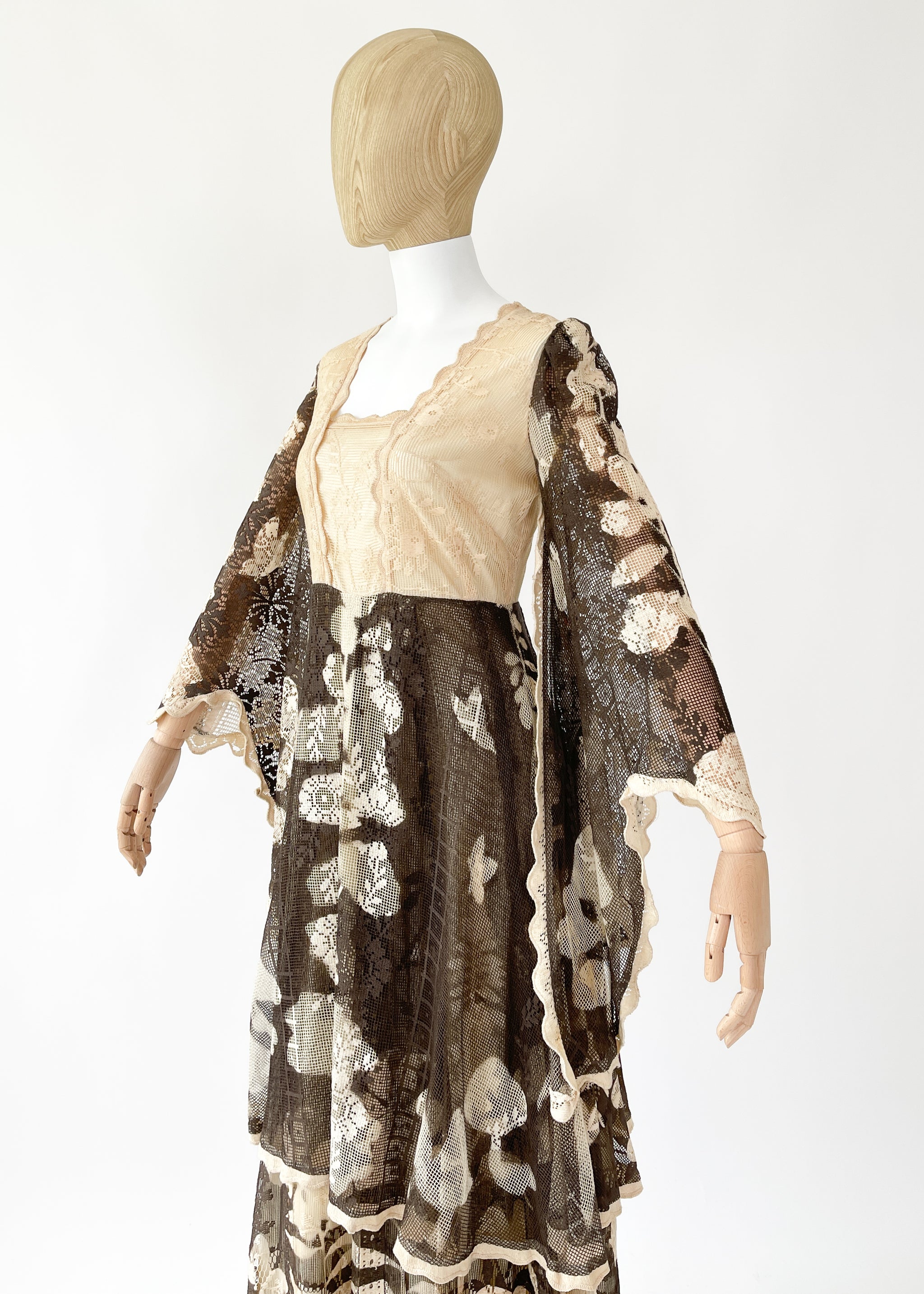 Vintage 1970s Catherine Buckley Stenciled Lace Dress - Raleigh Vintage Vintage 1970s Catherine Buckley Stenciled Lace Dress - Raleigh Vintage