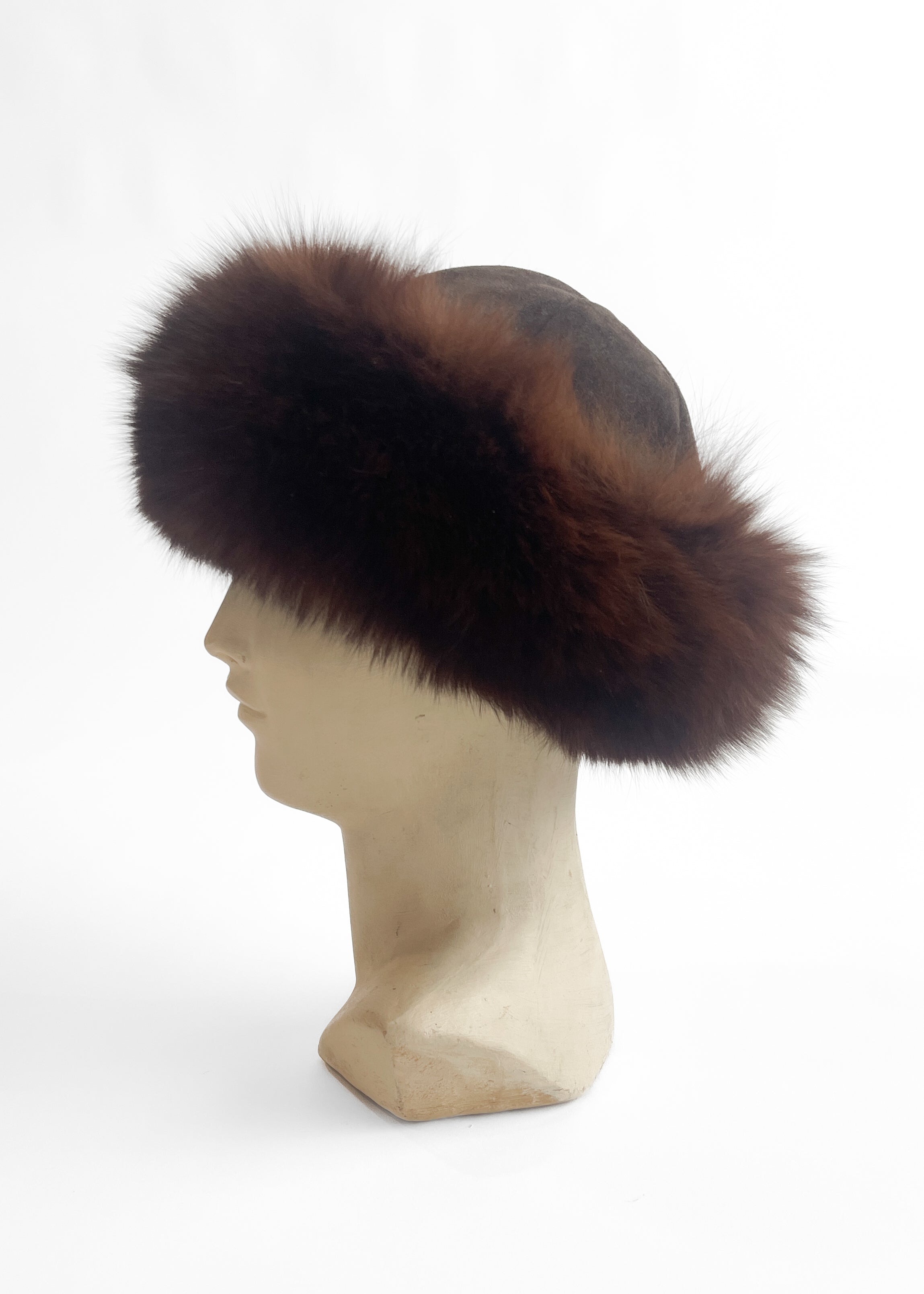 1970s French Fur and Suede Hat
