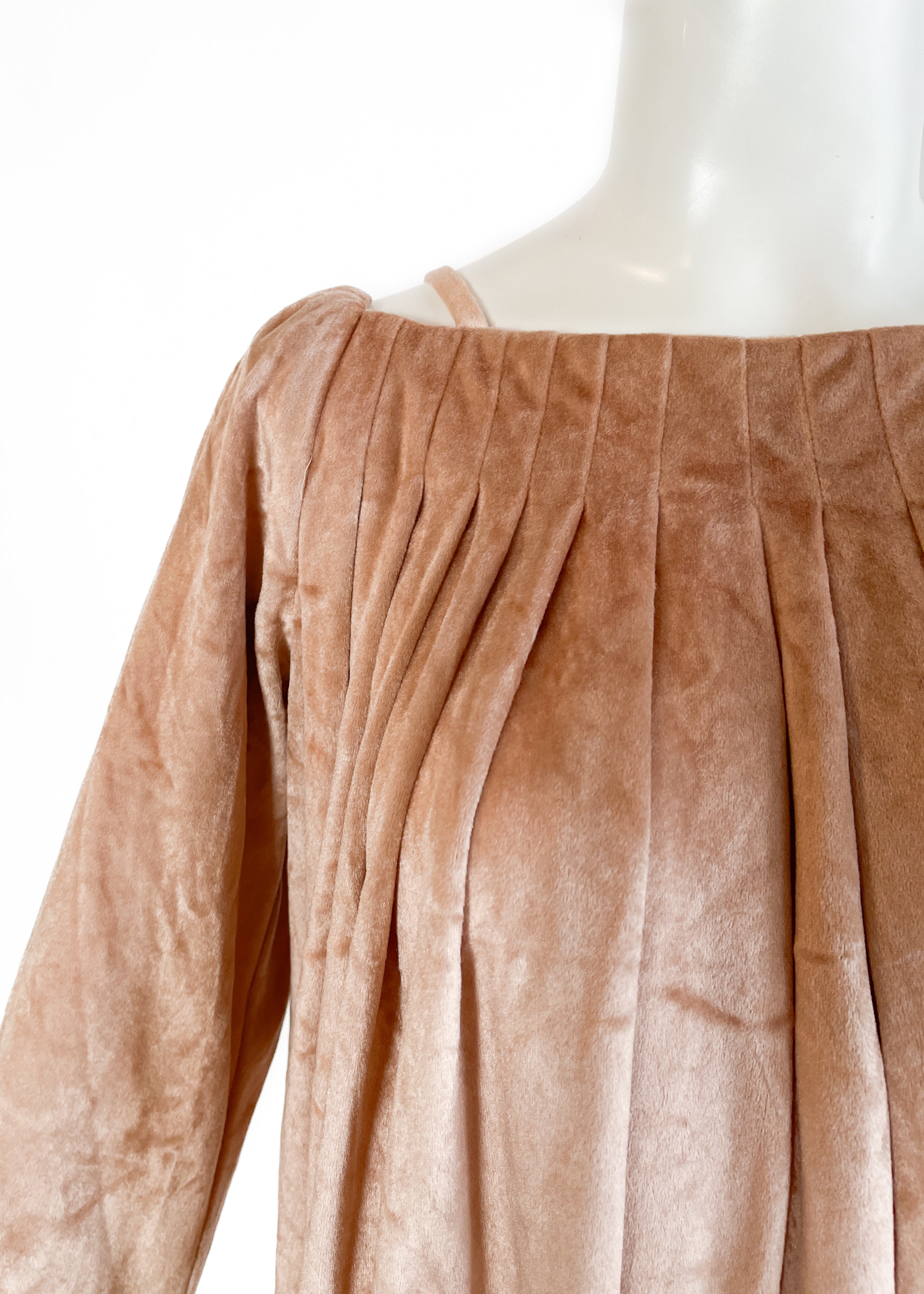1970s Jean Varon Blush Velvet Dress
