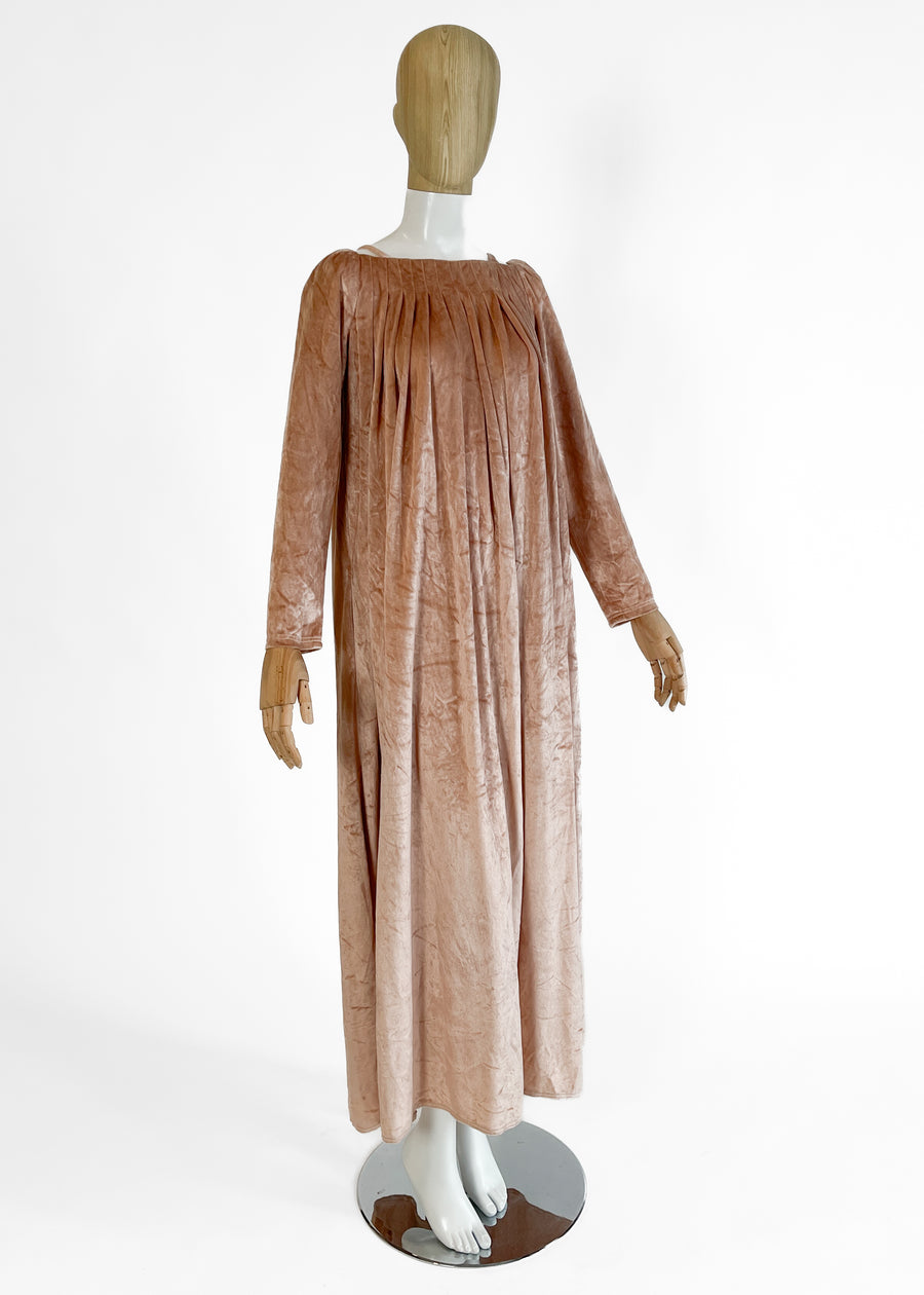1970s Jean Varon Blush Velvet Dress
